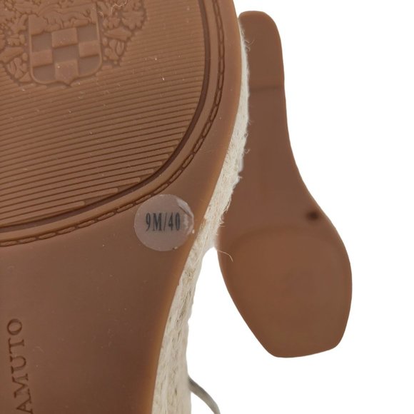 Vince Camuto Size 9 Leather Jesla Espadrille Wedge Sandals Oatmeal Snakeskin Tan - Picture 9 of 9